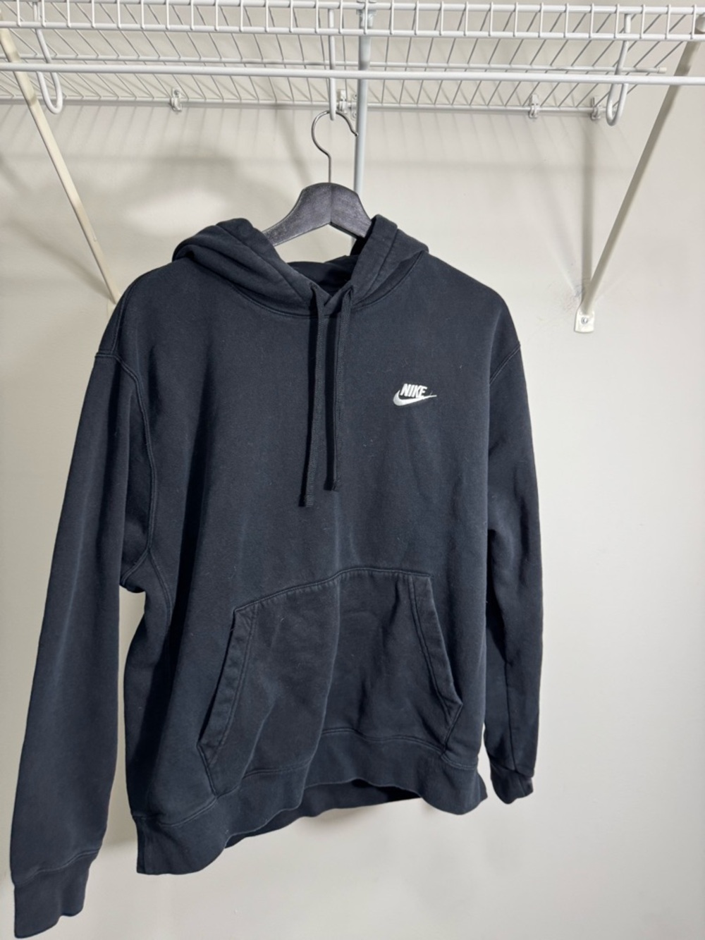 Nike Black Hoodie with White Swoosh Logo